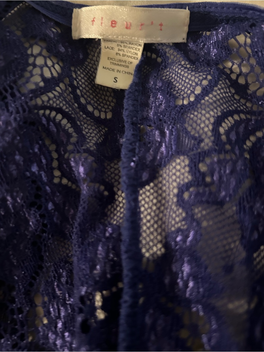 Fleur’t belle époque lace chemise slip dress royal blue Small. - Picture 6 of 6